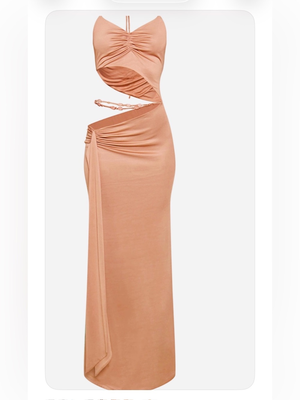 Ruched Cutout Maxi Dress in taupe